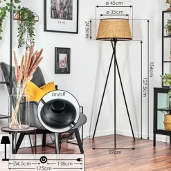 Luminaires Scandinaves-hofstein Ramila Lampadaire Écru, Noir, 1 lumière