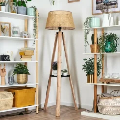 Luminaires Scandinaves-hofstein Ramila Lampadaire Écru, Noir, 1 lumière