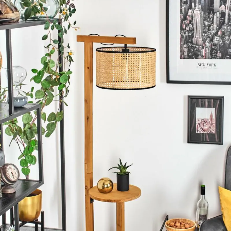 Luminaires Scandinaves-hofstein Ramila Lampadaire Écru, Noir, 1 lumière