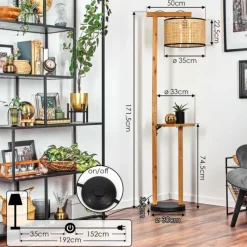 Luminaires Scandinaves-hofstein Ramila Lampadaire Écru, Noir, 1 lumière