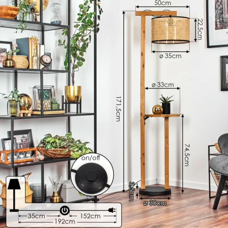 Luminaires Scandinaves-hofstein Ramila Lampadaire Écru, Noir, 1 lumière