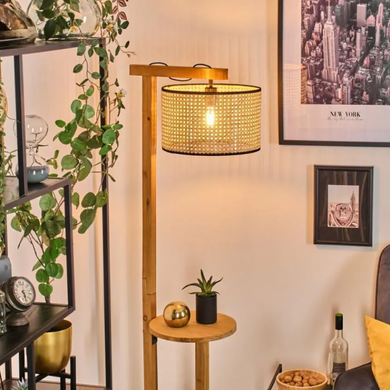 Luminaires Scandinaves-hofstein Ramila Lampadaire Écru, Noir, 1 lumière