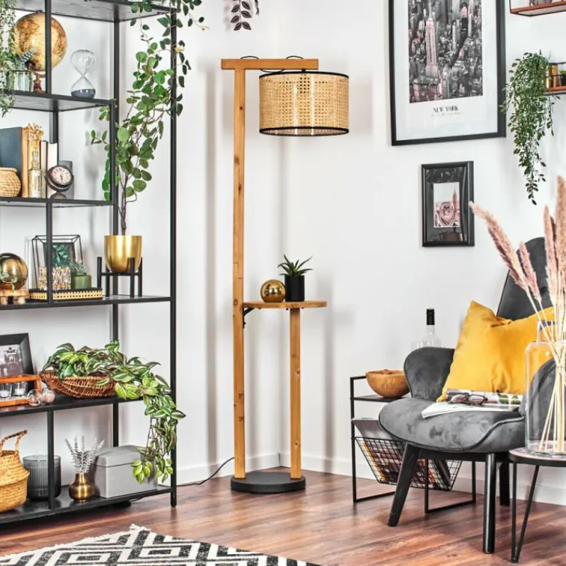 Luminaires Scandinaves-hofstein Ramila Lampadaire Écru, Noir, 1 lumière