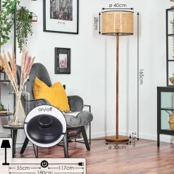 Luminaires Scandinaves-hofstein Ramila Lampadaire Écru, Noir, 1 lumière