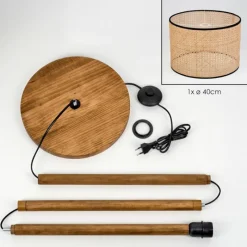 Luminaires Scandinaves-hofstein Ramila Lampadaire Écru, Noir, 1 lumière