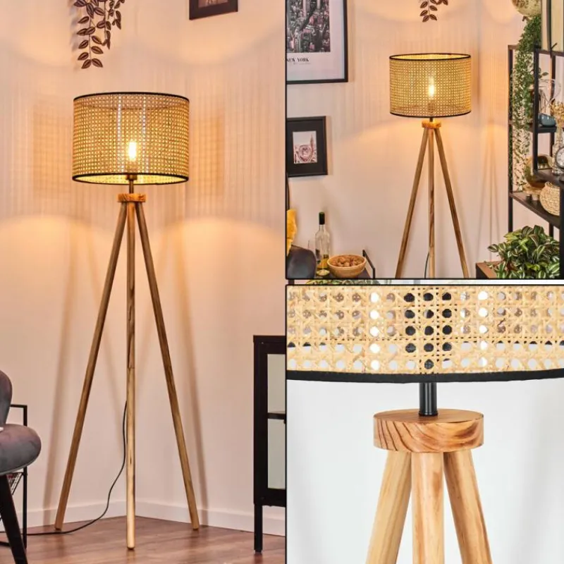 Luminaires Scandinaves-hofstein Ramila Lampadaire Écru, Noir, 1 lumière