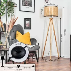 Luminaires Scandinaves-hofstein Ramila Lampadaire Écru, Noir, 1 lumière