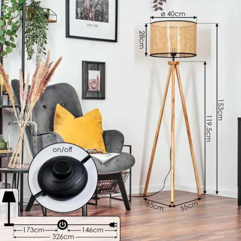 Luminaires Scandinaves-hofstein Ramila Lampadaire Écru, Noir, 1 lumière