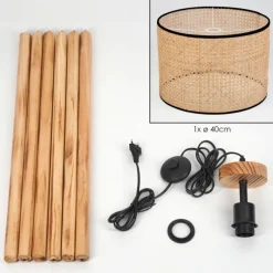 Luminaires Scandinaves-hofstein Ramila Lampadaire Écru, Noir, 1 lumière