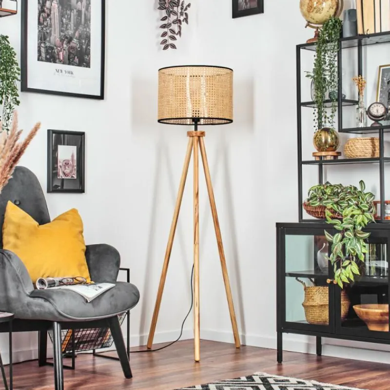 Luminaires Scandinaves-hofstein Ramila Lampadaire Écru, Noir, 1 lumière