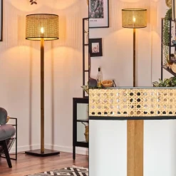 Luminaires Scandinaves-hofstein Ramila Lampadaire Écru, Noir, 1 lumière