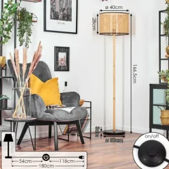 Luminaires Scandinaves-hofstein Ramila Lampadaire Écru, Noir, 1 lumière