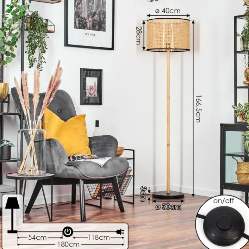 Luminaires Scandinaves-hofstein Ramila Lampadaire Écru, Noir, 1 lumière