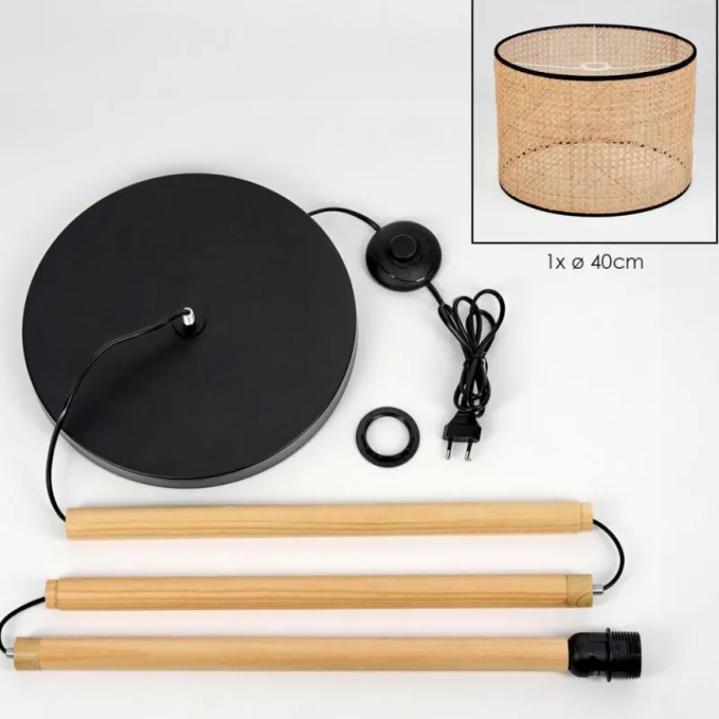 Luminaires Scandinaves-hofstein Ramila Lampadaire Écru, Noir, 1 lumière