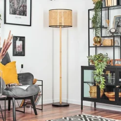 Luminaires Scandinaves-hofstein Ramila Lampadaire Écru, Noir, 1 lumière