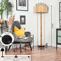 Luminaires Scandinaves-hofstein Ramila Lampadaire Écru, Noir, 1 lumière