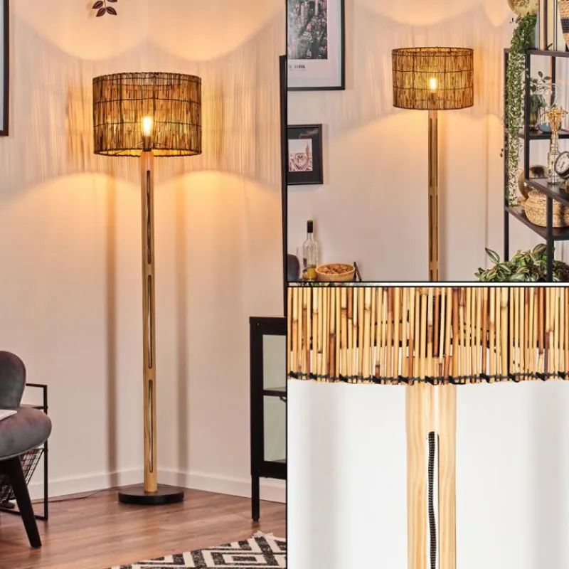 Luminaires Scandinaves-hofstein Ramila Lampadaire Écru, Noir, 1 lumière