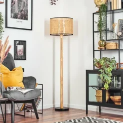 Luminaires Scandinaves-hofstein Ramila Lampadaire Écru, Noir, 1 lumière