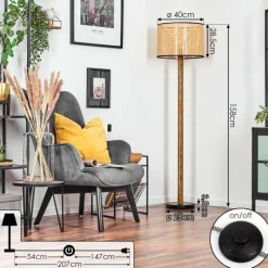 Luminaires Scandinaves-hofstein Ramila Lampadaire Écru, Noir, 1 lumière