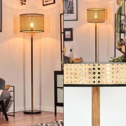 Luminaires Scandinaves-hofstein Ramila Lampadaire Écru, Noir, 1 lumière