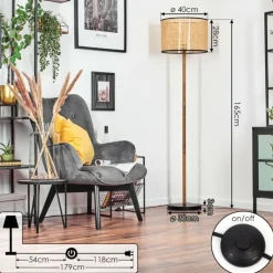 Luminaires Scandinaves-hofstein Ramila Lampadaire Écru, Noir, 1 lumière