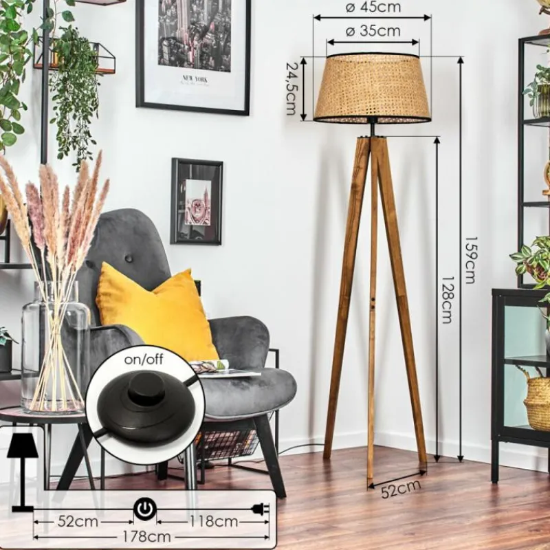 Luminaires Scandinaves-hofstein Ramila Lampadaire Écru, Noir, 1 lumière