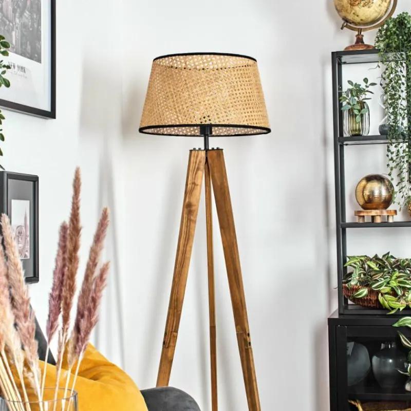 Luminaires Scandinaves-hofstein Ramila Lampadaire Écru, Noir, 1 lumière