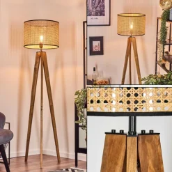 Luminaires Scandinaves-hofstein Ramila Lampadaire, Liseuse Écru, Noir, 1 lumière