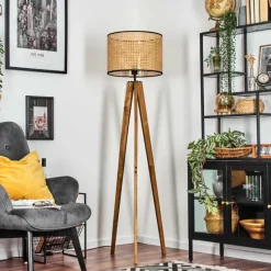 Luminaires Scandinaves-hofstein Ramila Lampadaire, Liseuse Écru, Noir, 1 lumière