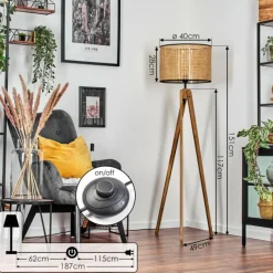 hofstein Ramila Lampadaire, Liseuse Écru, Noir, 1 lumière