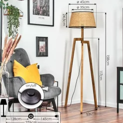 Style Boho-Chic-hofstein Ramila Lampadaire, Liseuse Écru, 1 lumière