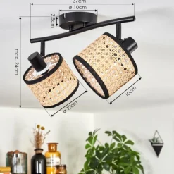 Luminaires Scandinaves-hofstein Ramila Plafonnier Noir, 2 lumières