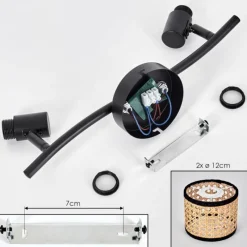 Luminaires Scandinaves-hofstein Ramila Plafonnier Noir, 2 lumières