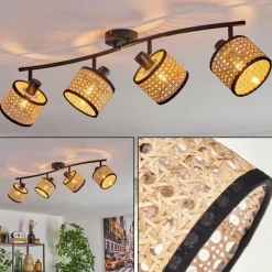 Lampes En Tissu-hofstein Ramila Plafonnier Noir, 4 lumières