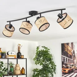 Lampes En Tissu-hofstein Ramila Plafonnier Noir, 4 lumières