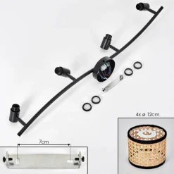 Lampes En Tissu-hofstein Ramila Plafonnier Noir, 4 lumières