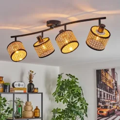 Lampes En Tissu-hofstein Ramila Plafonnier Noir, 4 lumières