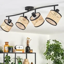 Lampes En Tissu-hofstein Ramila Plafonnier Noir, 4 lumières
