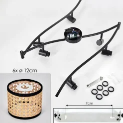 Lampes En Tissu-hofstein Ramila Plafonnier Noir, 6 lumières