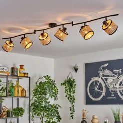 Lampes En Tissu-hofstein Ramila Plafonnier Noir, 6 lumières