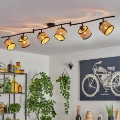 Lampes En Tissu-hofstein Ramila Plafonnier Noir, 6 lumières