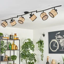 Lampes En Tissu-hofstein Ramila Plafonnier Noir, 6 lumières