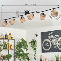 Lampes En Tissu-hofstein Ramila Plafonnier Noir, 6 lumières