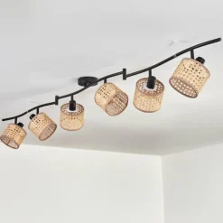 Lampes En Tissu-hofstein Ramila Plafonnier Noir, 6 lumières
