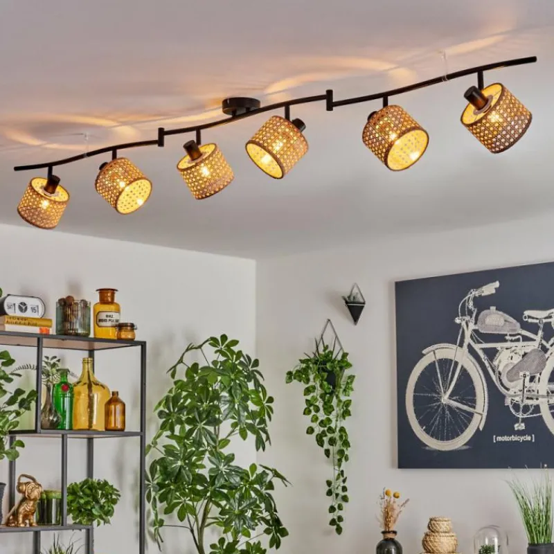 Lampes En Tissu-hofstein Ramila Plafonnier Noir, 6 lumières