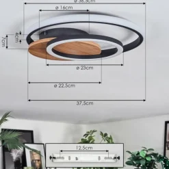 Luminaires Scandinaves-hofstein Rapoila Plafonnier LED Couleur bois, Noir, 1 lumière