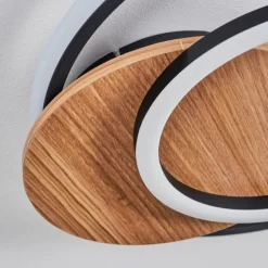 Luminaires Scandinaves-hofstein Rapoila Plafonnier LED Couleur bois, Noir, 1 lumière