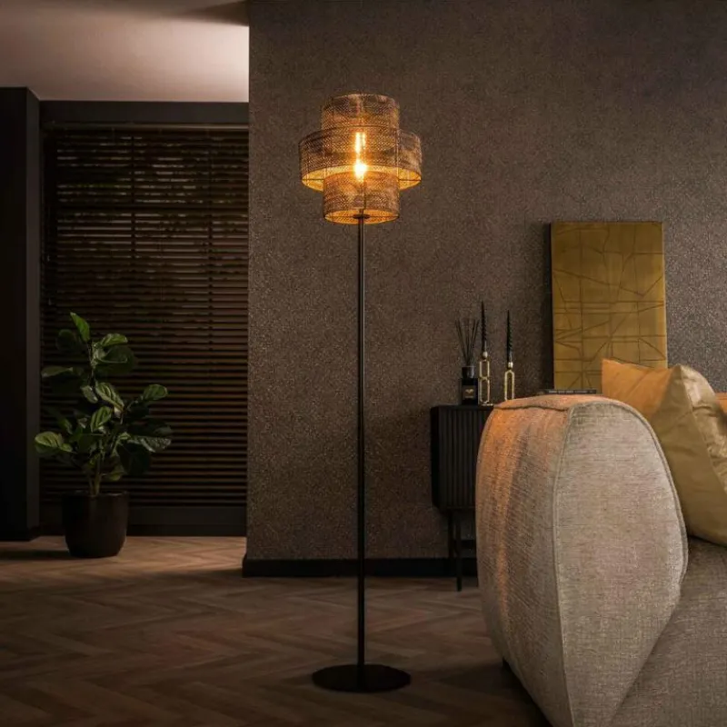 hofstein Reimonde Lampadaire Brun, Noir, 1 lumière* Lampadaires Et Lampes Sur Pied