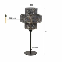 hofstein Reimonde Lampe à poser Brun, Noir, 1 lumière* Lampes À Poser