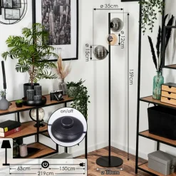 hofstein Remaisnil Lampadaire Ambre, Fumé, 3 lumières